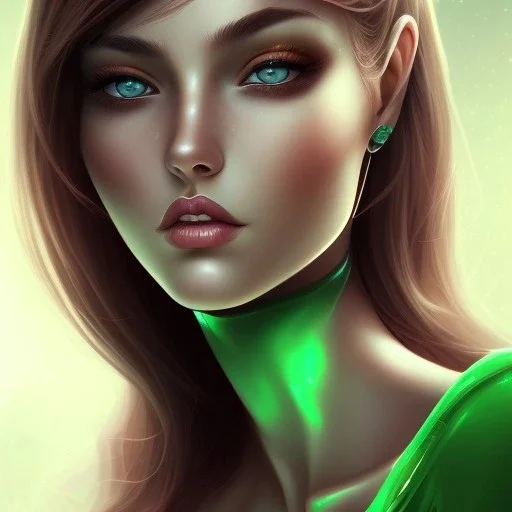 Brunette Girl Hero Green eyes