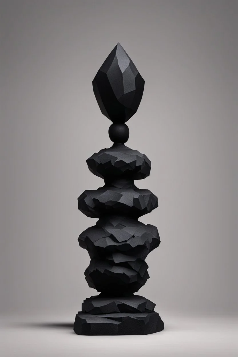 an ominous small statue made of black stone, incomprehensible shape