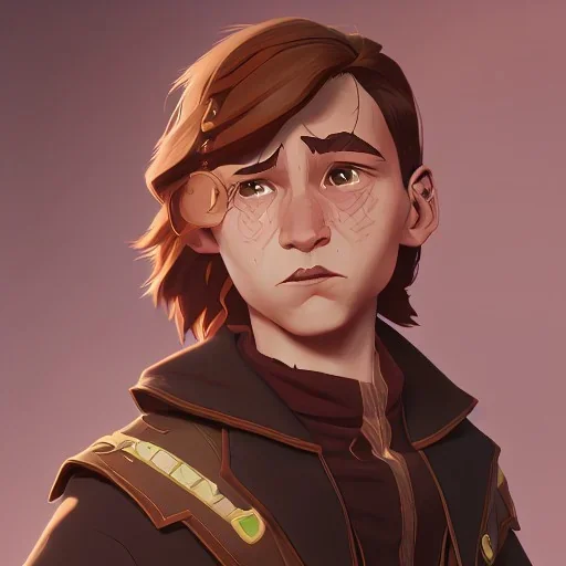 Portrait of a brown haired wizard kid by Nick Harris