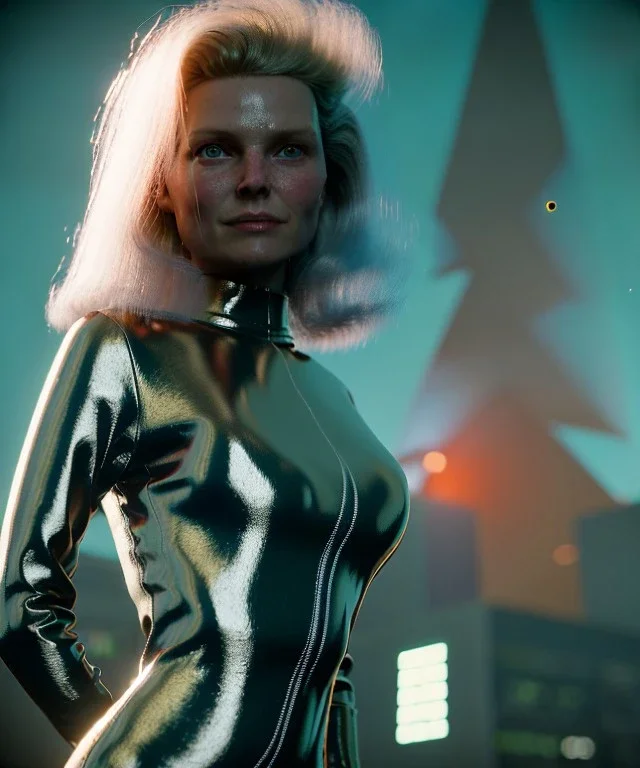 retro sci-fi portrait image from 1980, supermarket parking explosion, fire, scared people, blonde woman walking, young Michelle Pfeiffer face, tight latex suit, soft color, highly detailed, unreal engine 5, ray tracing, RTX, lumen lighting, ultra detail, volumetric lighting, 3d, finely drawn, high definition, high resolution.