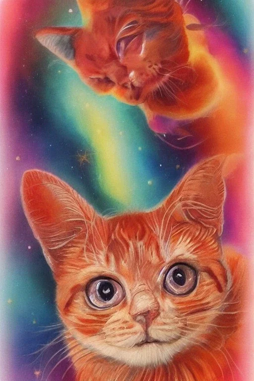 Gemini zodiac sign, cats, pink, orange, red, hyper realistic