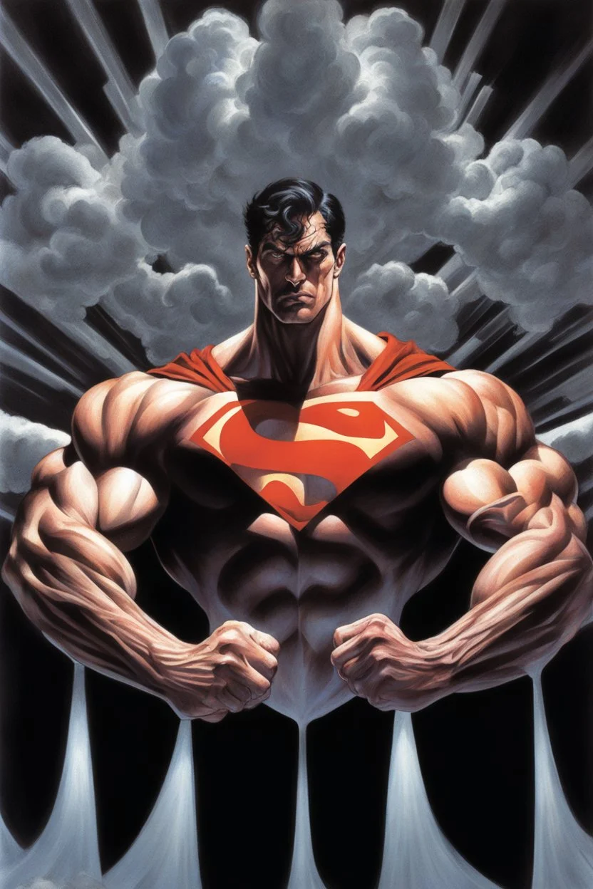 an extremely muscular Superman in the art style of Alex Ross