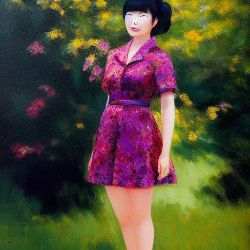 Full body portrait, painting, medium shot lady Yumekawa