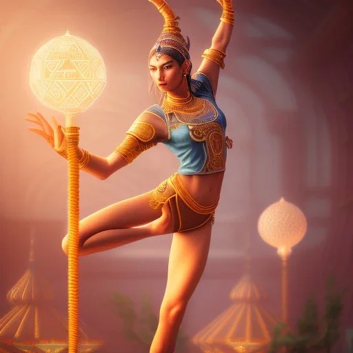 dhalsim, delicate hands , yoga artist with long hair in a yurt in the air, maze background , levitated lab equipment, 4k, Highly Detailed, Masterpiece, perfect eyes, Digital Illustration, Cinematic Lighting, Realistic, Sharp Focus, Centered, Beautifully Lit, Bioluminescent by Stanley Artgerm Lau