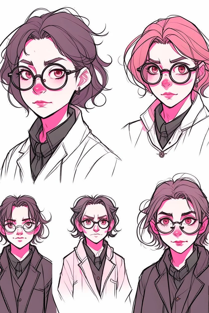 Drawing sketches of a character wearing round glasses inspired by the Demon Slayer anime