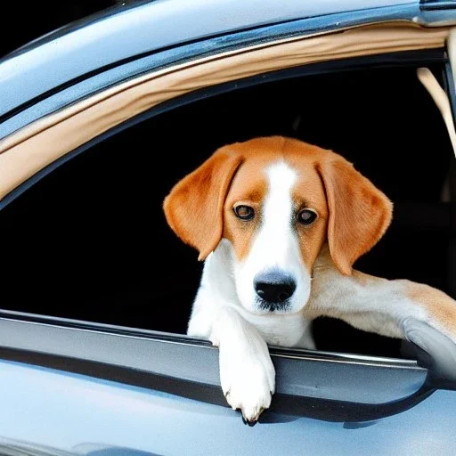 Portrait of a dog in car