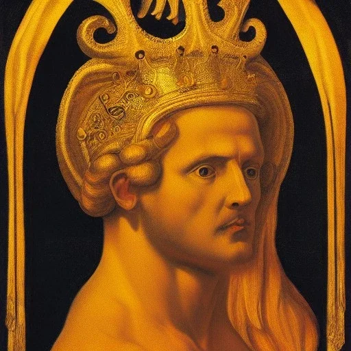 Portrait of Lucifer symmetric with golden crown