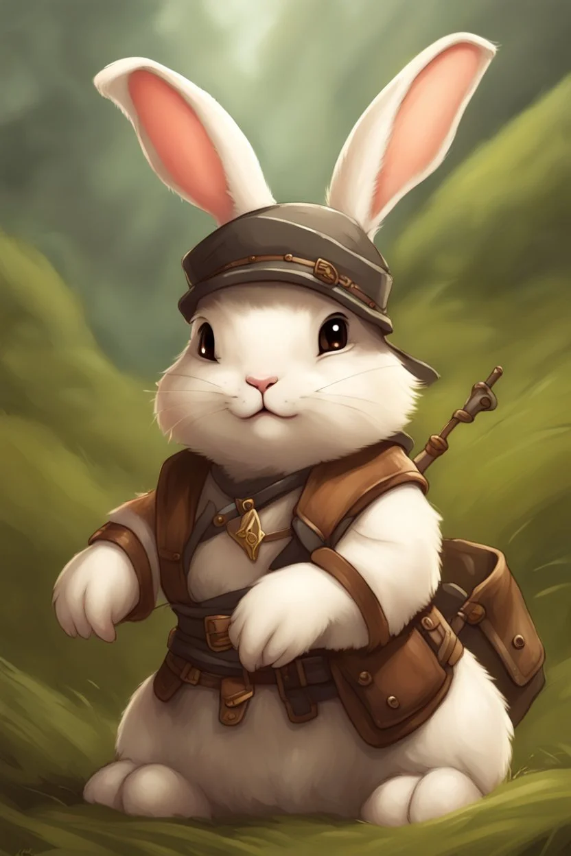 Cute chubby bunny floppy ears adventurer dnd art realism