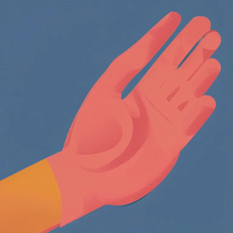 a simple logo of an hand thumb up, line, flat, vector icon