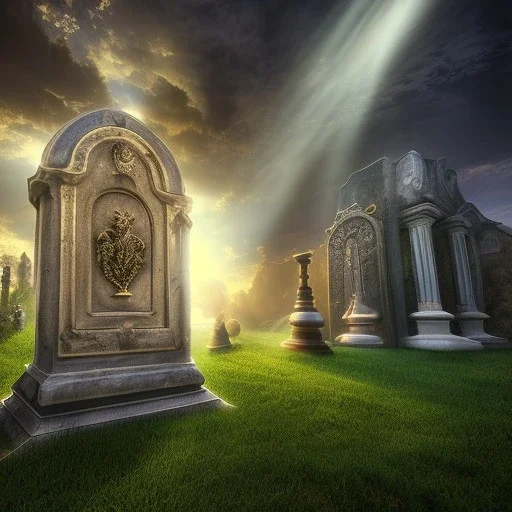 A pet cemetary , masterpiece, god lights,god rays,cianoscuro light,tilt,lens flare,spherical lens,fisheye 4mm focus