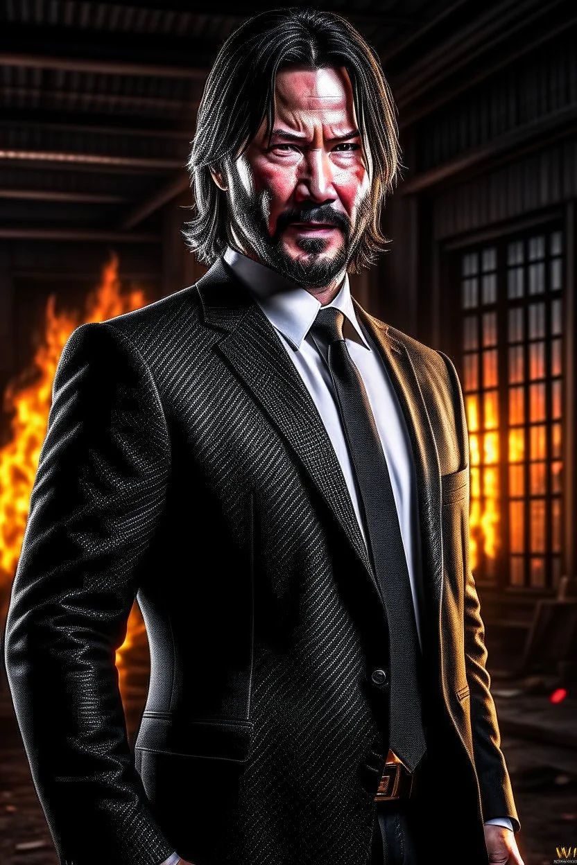 John Wick turning Super Saiyan photo real