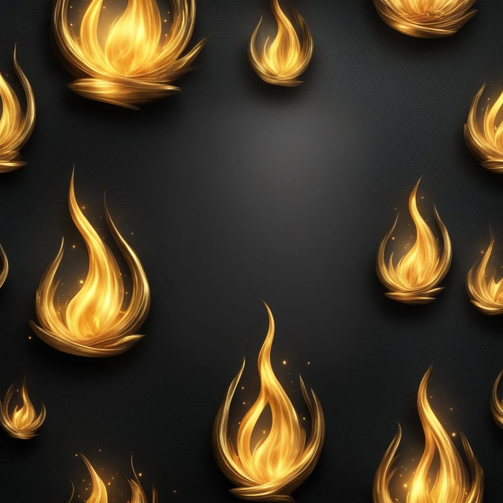 Hyper Realistic sparkling-golden-flame-frames on jet-black textured-background