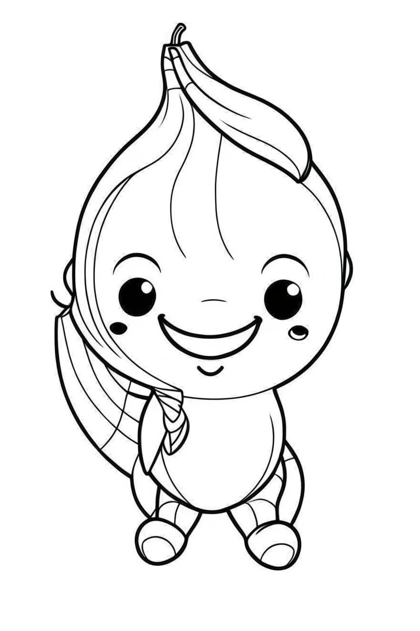 outline art for cute Banana coloring pages with sitch, white background, Sketch style, full body, only use outline, toddlers style, clean line art, white background, no shadows and clear and well outlined.