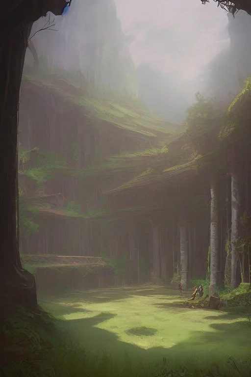 fantasy medieval tournment arena into the woods