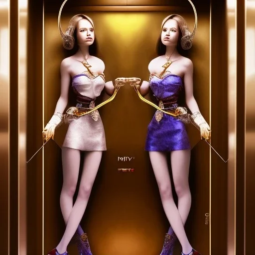 centered cute slave in elevator