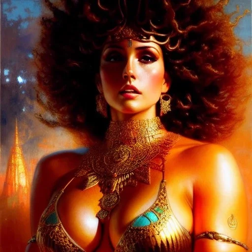 Drawing of beautiful face,'beautiful,Busty fit PoweGirl',intense stare, ancient skintight armor, balanciaga fashion clothe painting by gaston bussiere, greg rutkowski, yoji shinkawa, yoshitaka amano, tsutomu nihei, donato giancola, tim hildebrandt, Oil on canvas, cinematic composition, extreme detail,fit full head inside picture,16k