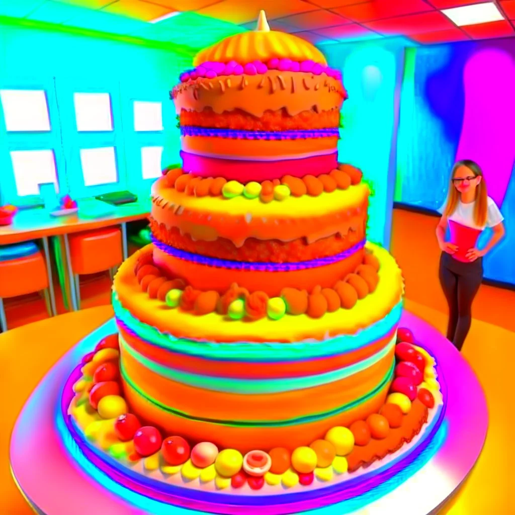 giant birthday cake, photorealistic