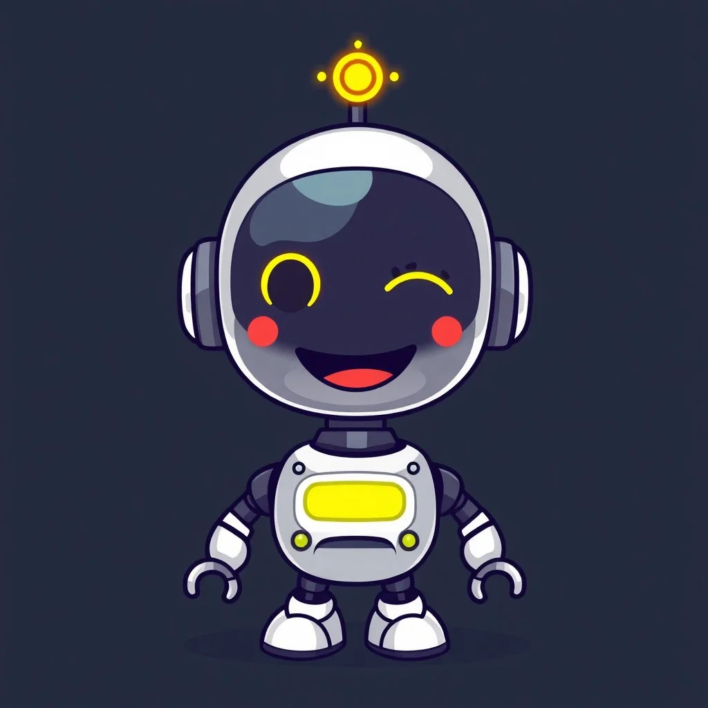 AI LOGO Robot simple, winking face happy