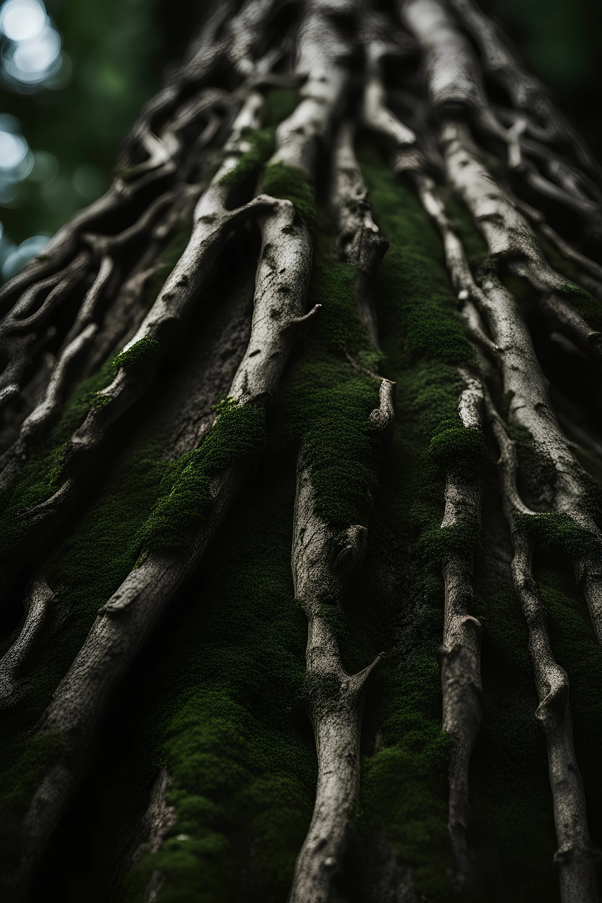 primal treant, photography, detailed bark, detailed branch, green dark leaves