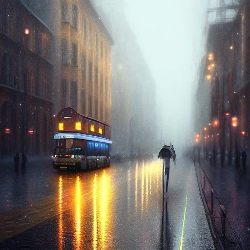 beauitful rainy street glowing