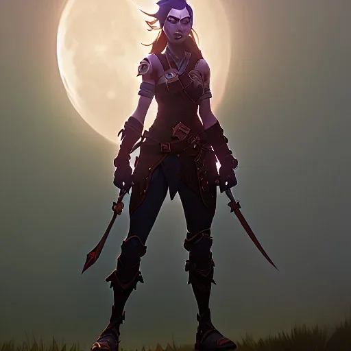 warrior lady under the Moon