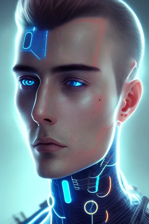 cyberpunk, head, men, portrai, tron