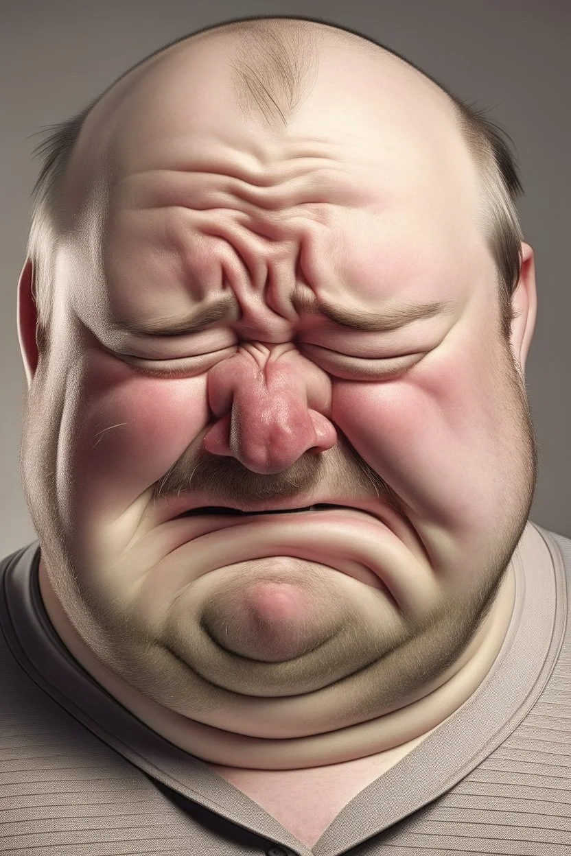 Fat man crying