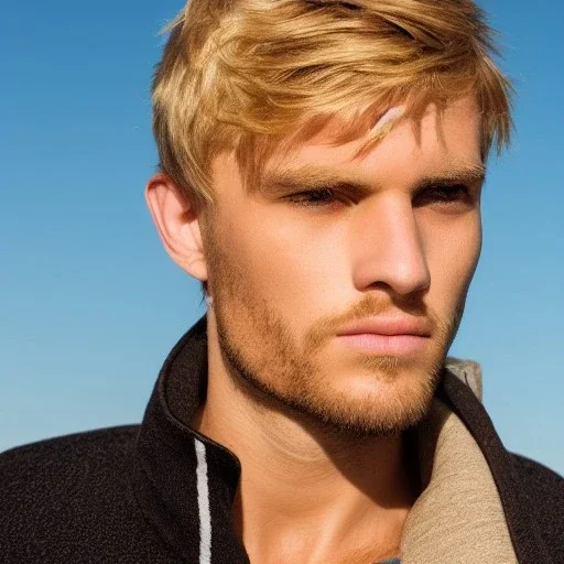 Man with brown eyes and blond hair