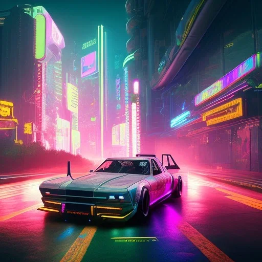 cyberpunk hyper truck,cyberpunk 2077,center composition, ultra realistic,shiny, smooth, studio quality, octane render, Surrealism, Triadic colour scheme,glow-stick, ambient lighting,nightclub lighting, polaroid, 100mm, --ar 1:1 --v4