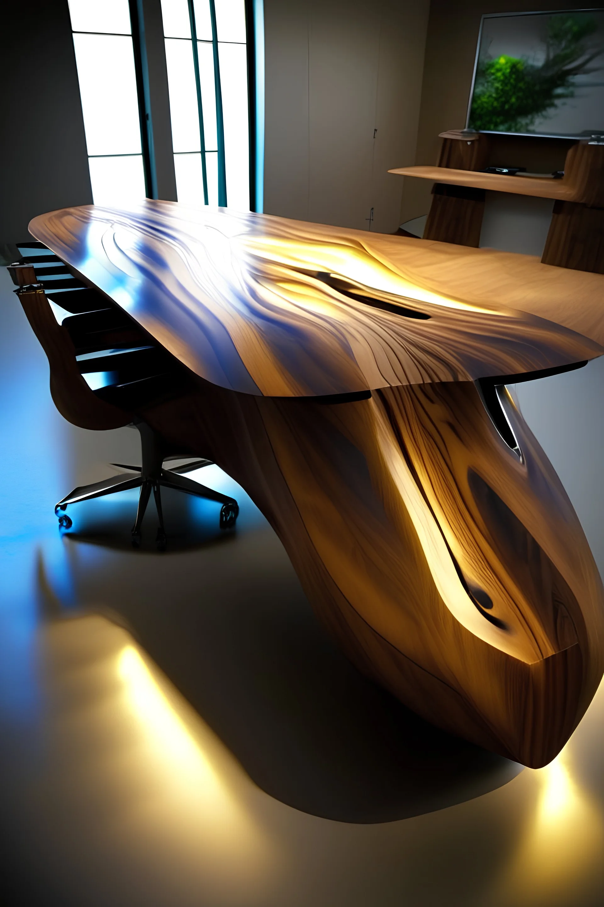 Futuristic live edge conference table