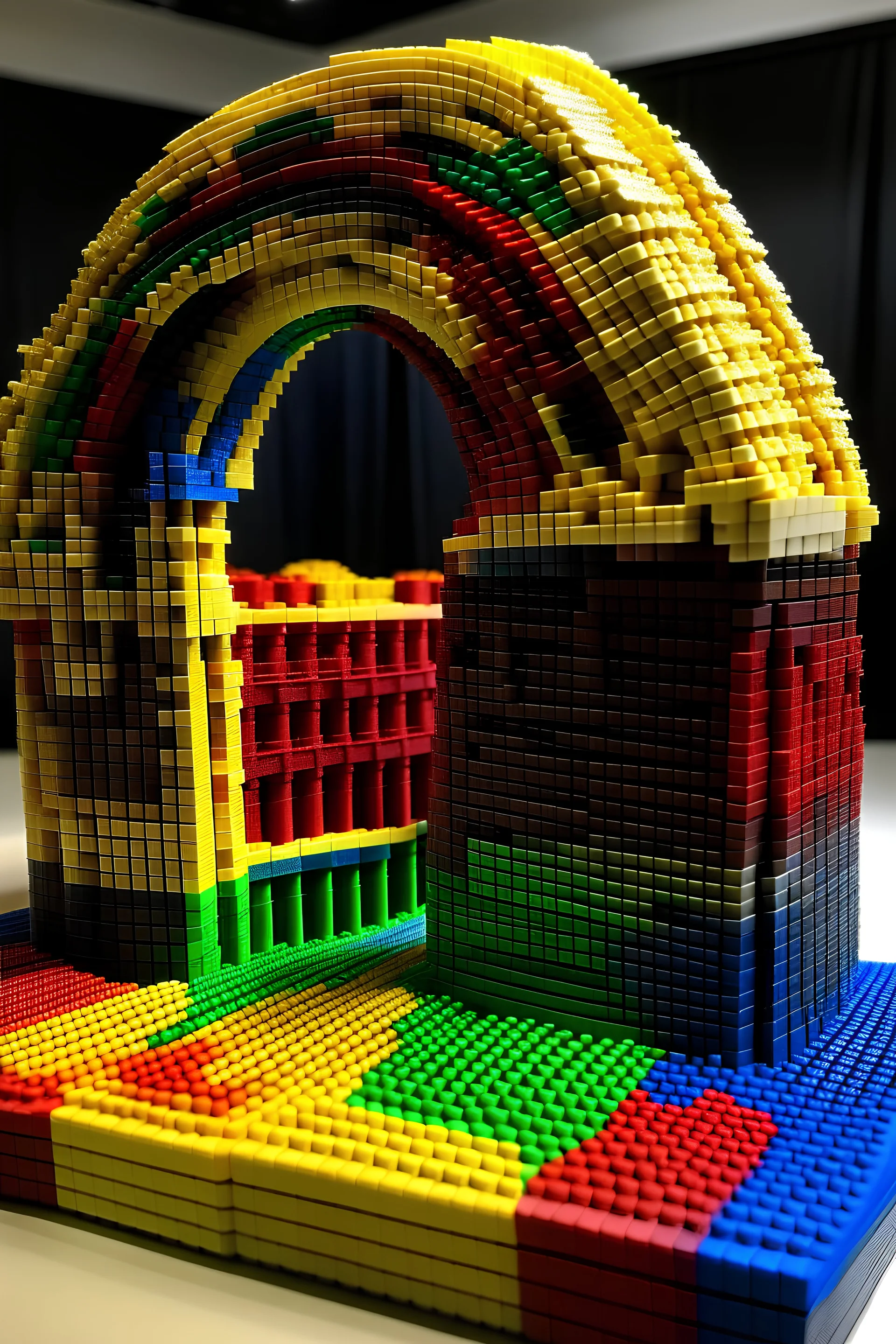 colosseum made out of 3 colored blocks