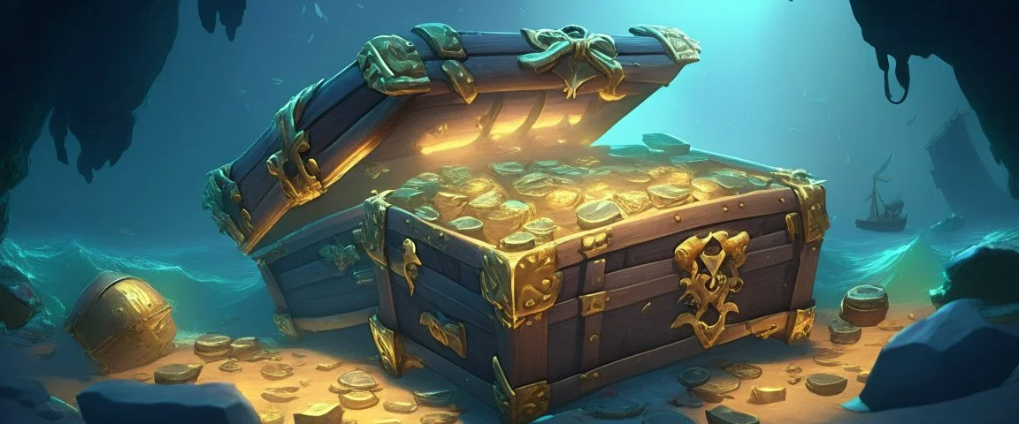 Sea of Thieves lots of treasure chest deep in the sea