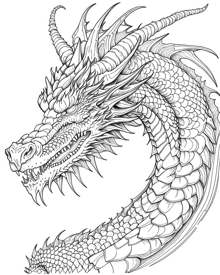 Drawing a dragon without colors and a white background