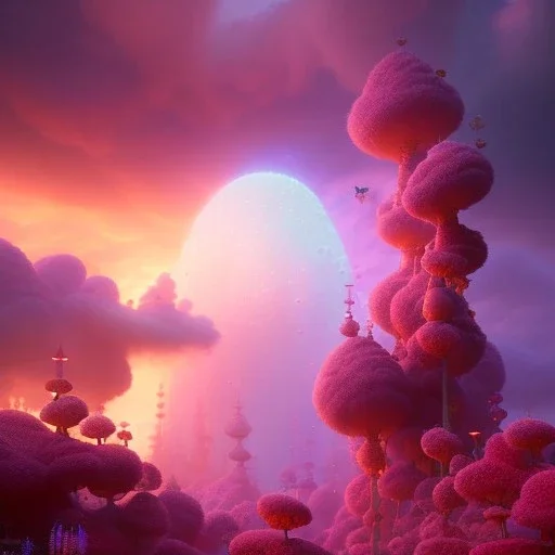 pixar style, volumetric pink sky environment and background, volumetric lighting, dramatic lighting, realistic painting of a glas full with strawberry-marmelade, detailed digital painting, extreme dense and fine, anime, ornate, colour-washed colors, elegant, small minutiae, tiny features, particulars, centered, smooth, sharp focus, renderman gofur render, 8k, uhd, detailed eyes, realistic shaded volumetric lighting, caustics, backlight