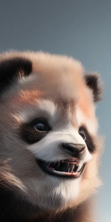 Demonic panda with fangs mean and scary