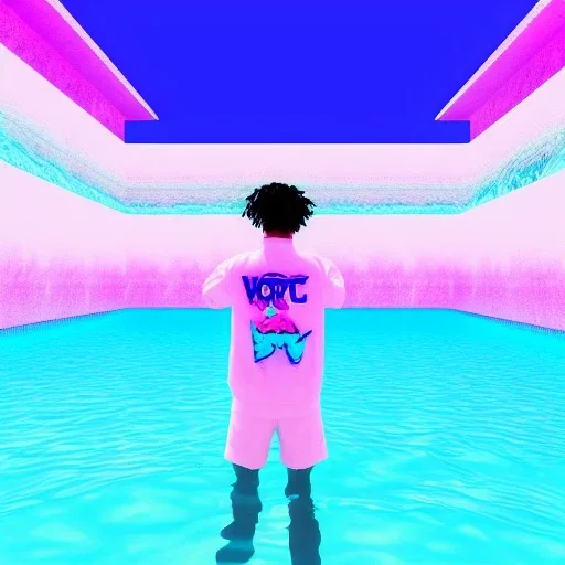 Vaporwave pool person