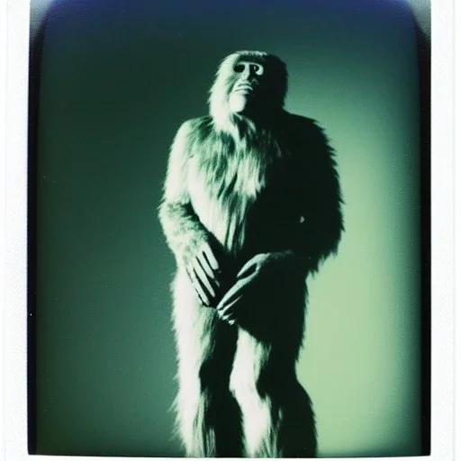 Polaroid picture of Big foot, ultra realistic, shady