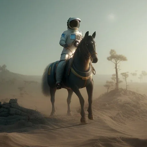 Riding horse astronaut Jupiter, Wes Anderson Lut, unreal engine 5, octan render