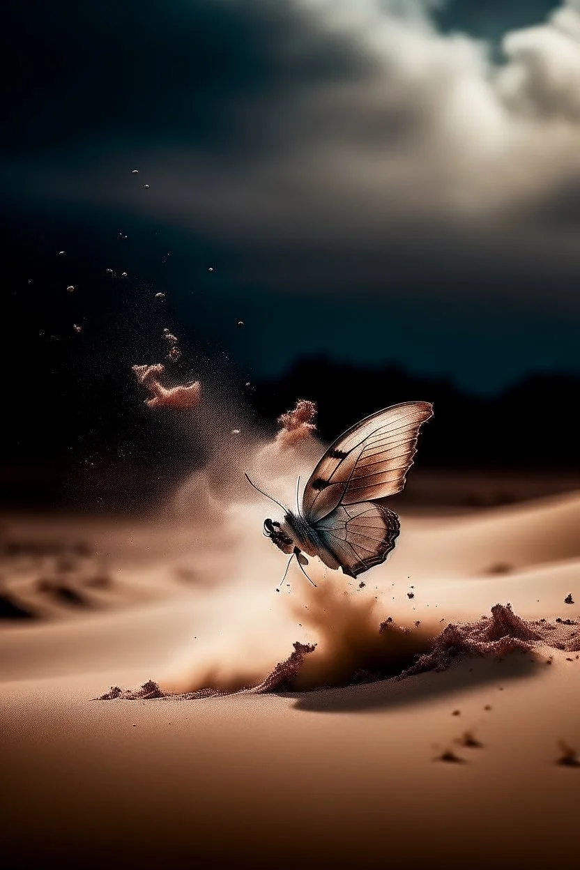 Butterfly turning into dust and floating into the sky