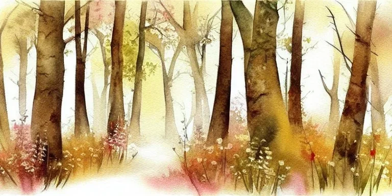 exquisite whimsical woodland watercolor, delicate woodland , cute, adorable, linen backdrop, warm colors, sepia tone