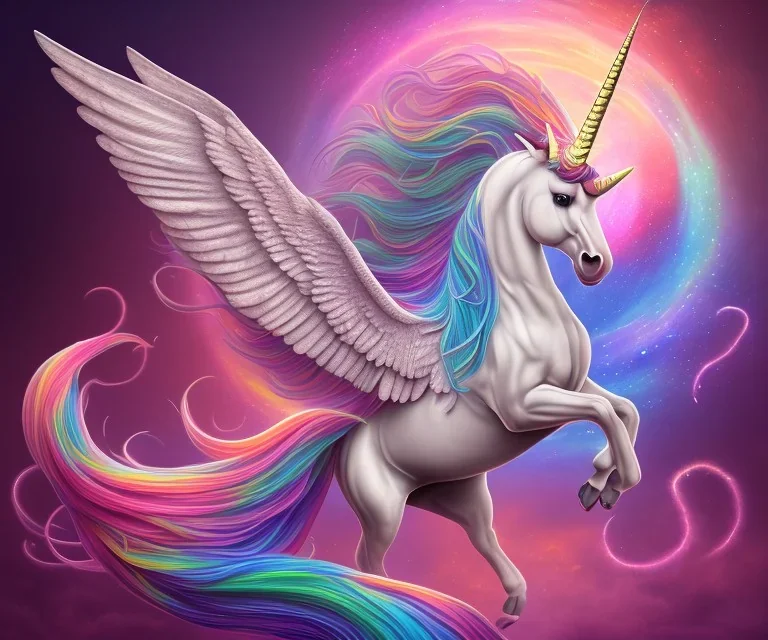 Portrait of unicorn, highly detailed, color patterns on wings, soft studio lighting, background 64k