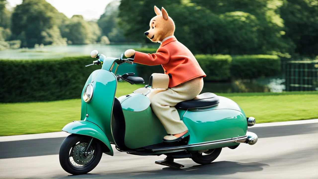 tin tin riding a scooter