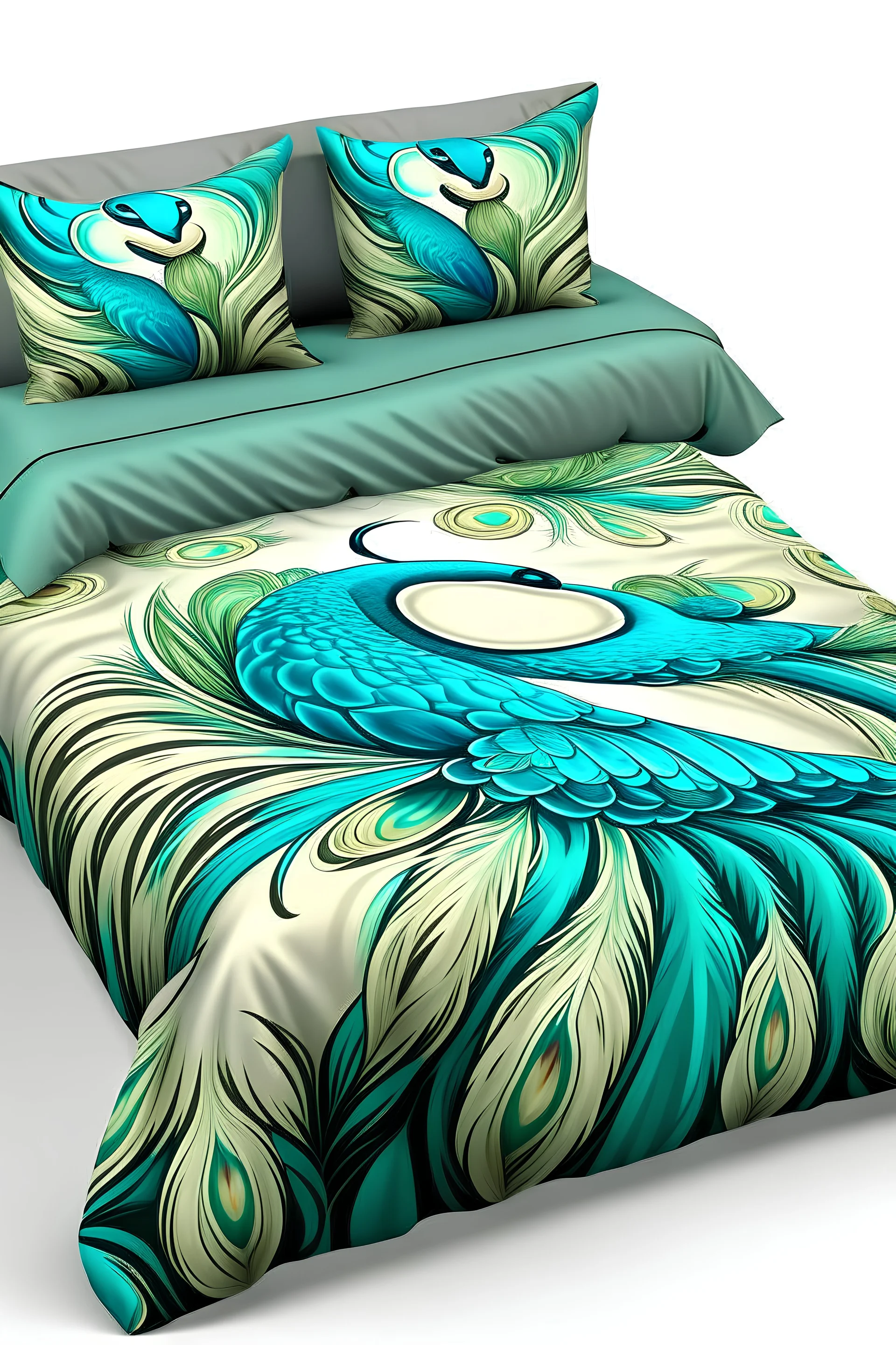 Pastel peacock 3D bed duvet
