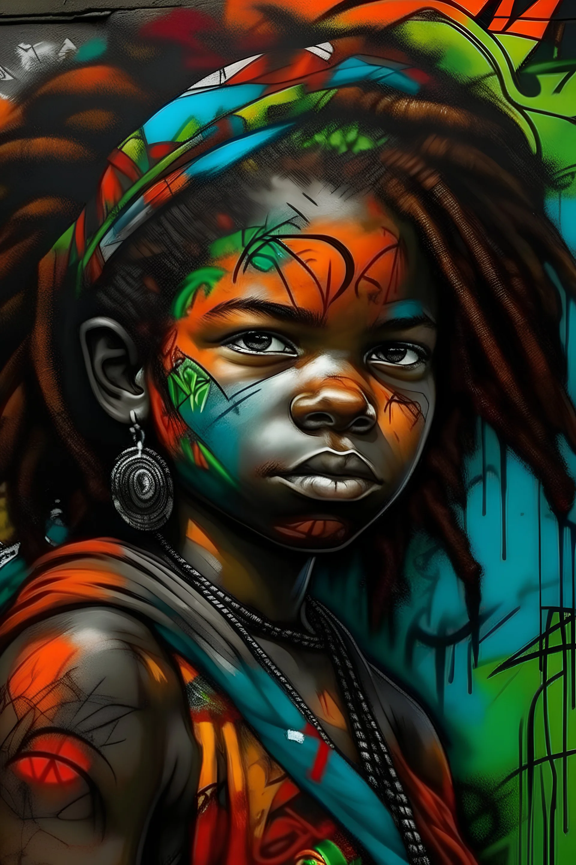 A Papuan girl in graffiti style art