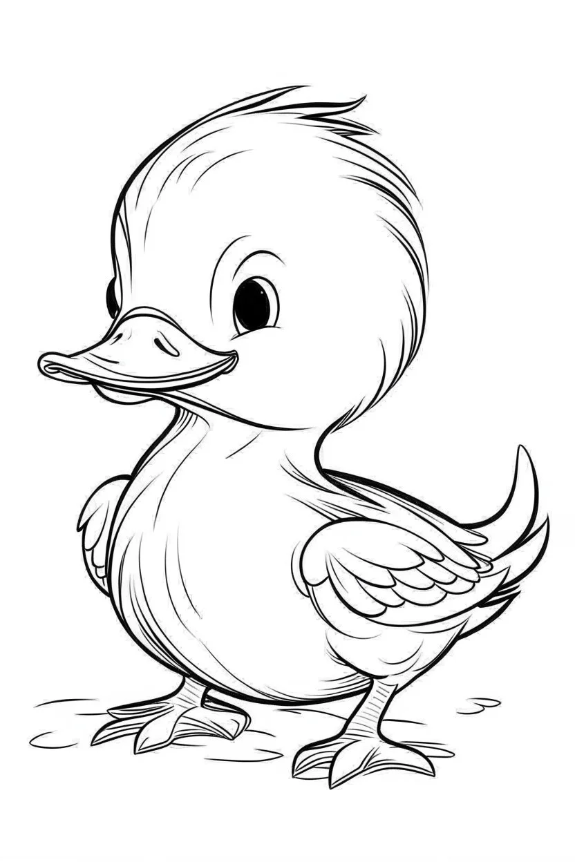 outline art for cute Duck coloring pages with sitch, white background, Sketch style, full body, only use outline, toddlers style, clean line art, white background, no shadows and clear and well outlined.