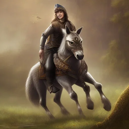 Wolf horseback riding Goose