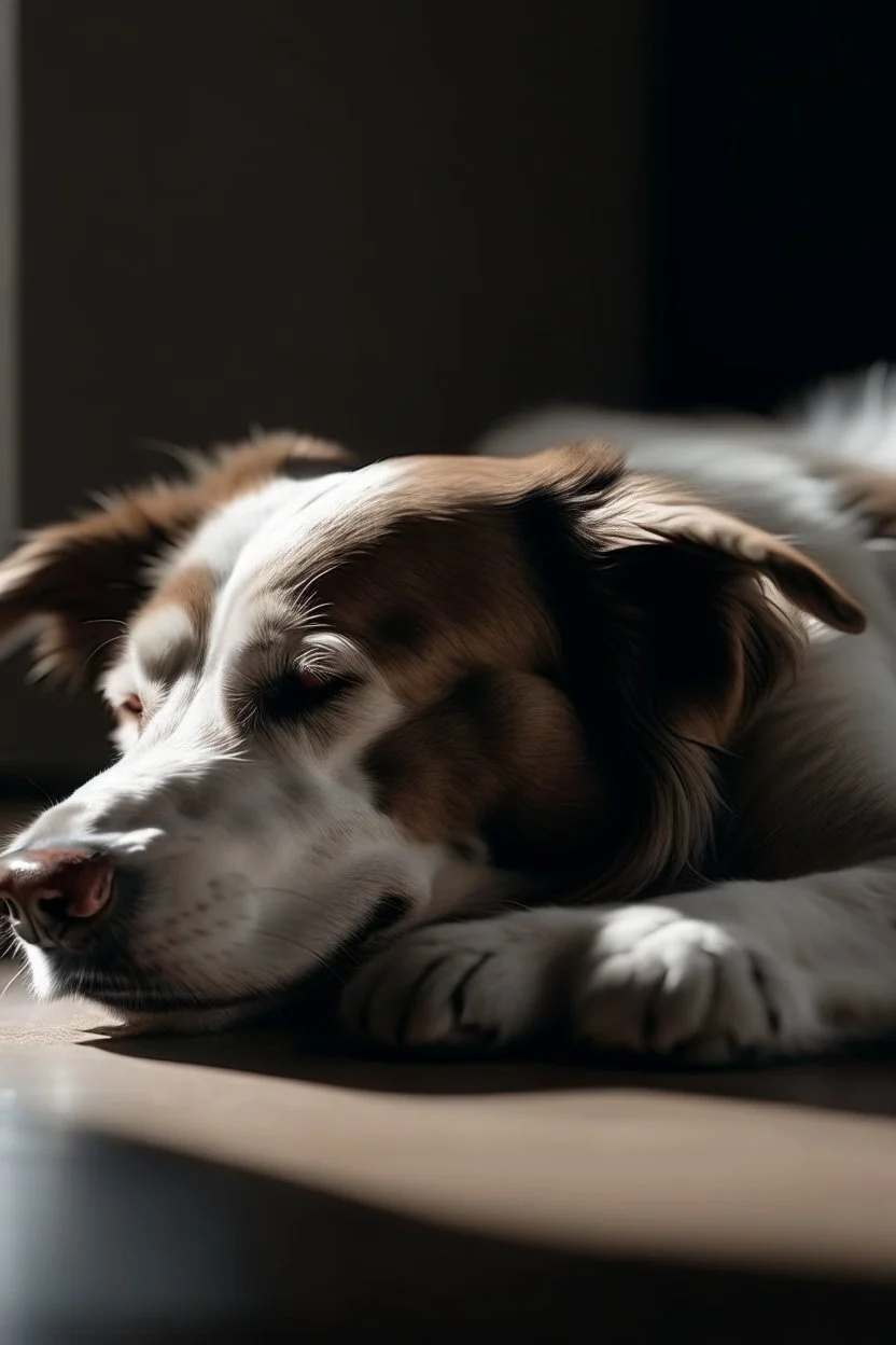 cane che dorme sdraiato visto di profilo