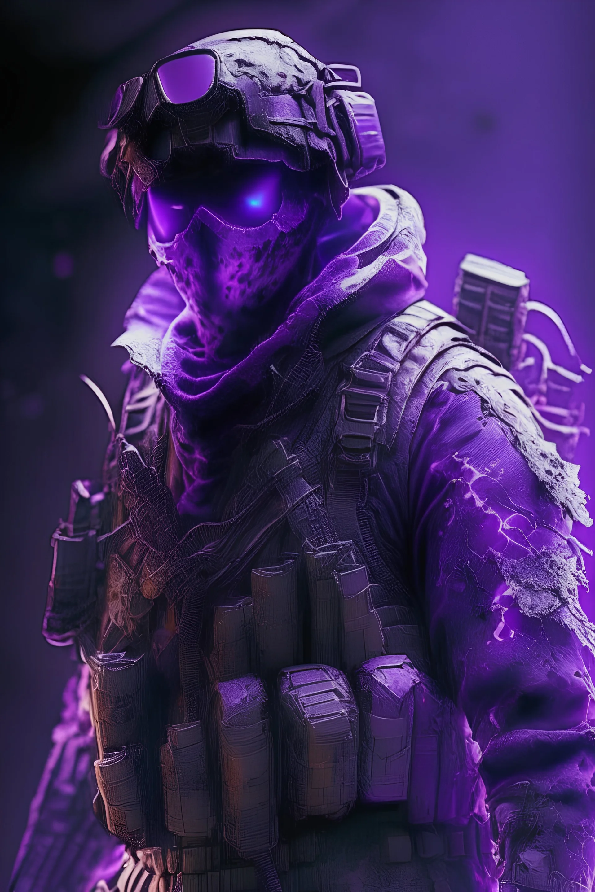 Ghost call of duty Excessive details are extremely accurate, My imagination is complicated.Glowing purple clothes