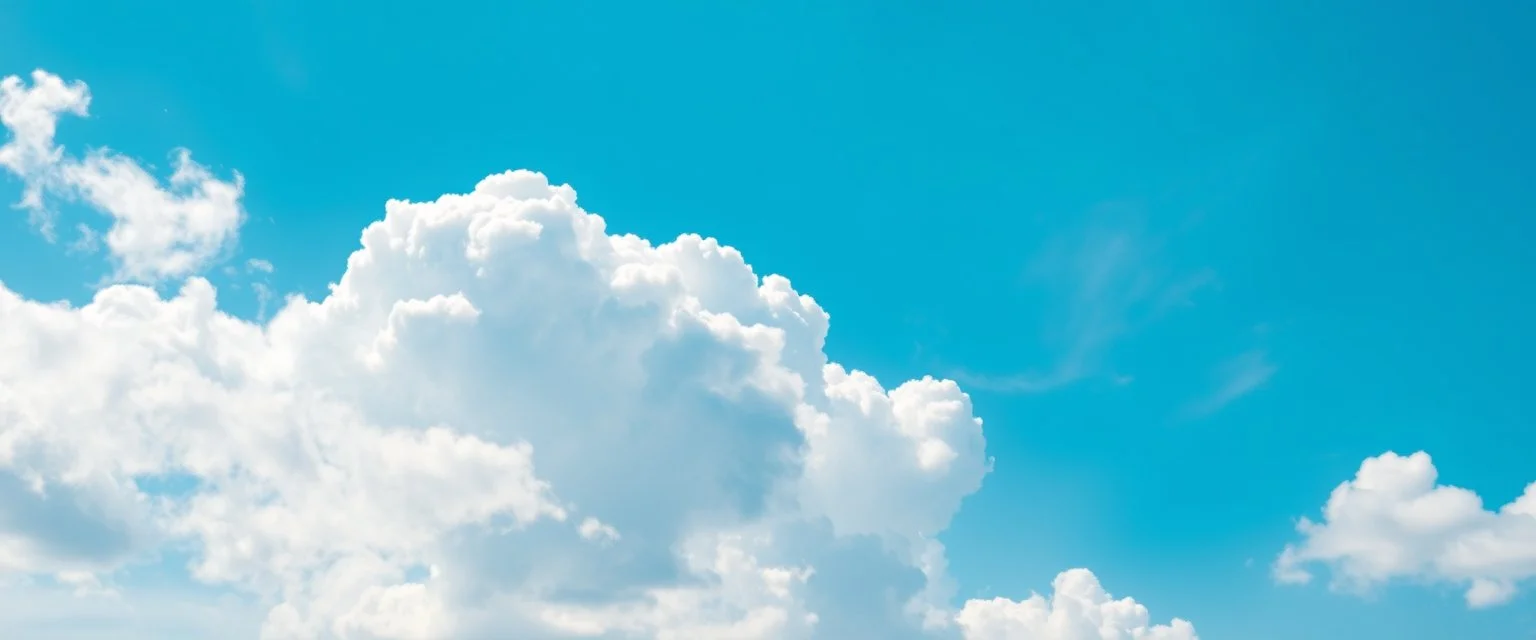 blue sky with cgi 3d clouds