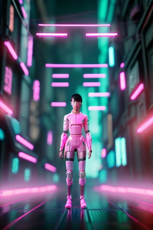 Scene, Asian cyborg woman, blade runner style :: symmetry photography, cyberpunk, pink hair, makeup, long line eye, light iris, :: latex coat, pink, white, black :: cinematic, Ultra realistic, dark scene, soft color, highly detailed, unreal engine 5, RTX, ultra detail, 3d, finely drawn, high definition.